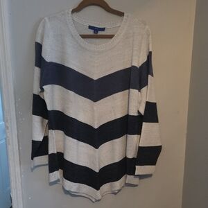 Apt. 9 Navy and Cream Chevron Sweater